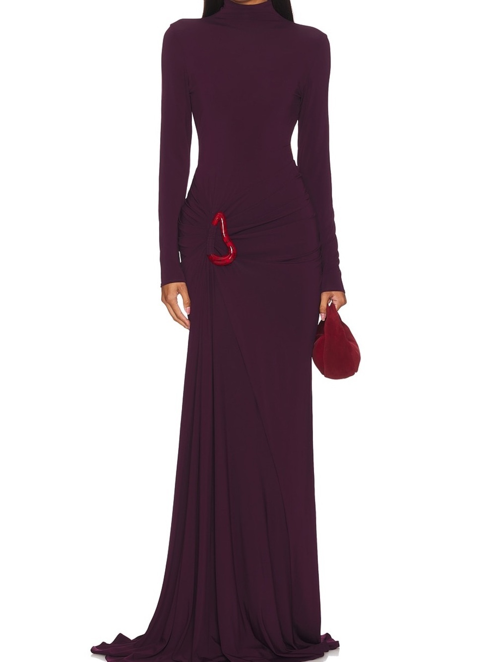 Silvia Tcherassi Lena Dress Burgundy Cutout Maxi Gown Long Sleeve Designer L